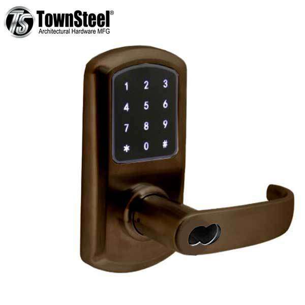 TownSteel - e-Elite 4010 - Electronic Push Button Lever Lock - RFID - IC Core (SFIC) - 2-3/4″ Backset - Rigid Lever - Oil Rubbed Bronze - Key Override - Grade 1 - UHS Hardware TownSteel - e-Elite 4010 - Electronic Push Button Lever Lock - RFID - IC Core (SFIC) - 2-3/4″ Backset - Rigid Lever - Oil Rubbed Bronze - Key Override - Grade 1 - UHS Hardware