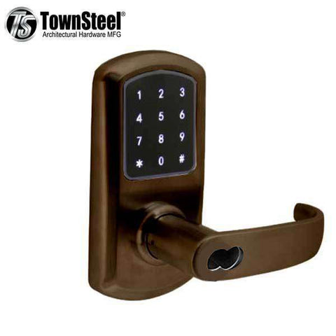 TownSteel - e-Elite 4010 - Electronic Push Button Lever Lock - RFID - IC Core (SFIC) - 2-3/4″ Backset - Rigid Lever - Oil Rubbed Bronze - Key Override - Grade 1 - UHS Hardware TownSteel - e-Elite 4010 - Electronic Push Button Lever Lock - RFID - IC Core (SFIC) - 2-3/4″ Backset - Rigid Lever - Oil Rubbed Bronze - Key Override - Grade 1 - UHS Hardware