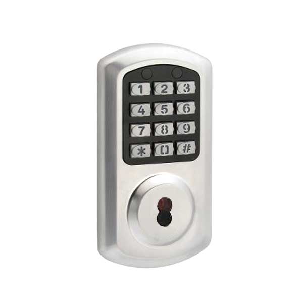 TownSteel - e-Smart-2000 - Electronic Push Button Deadbolt - SFIC - 6 Pin - Satin Chrome - Grade 2 - UHS Hardware TownSteel - e-Smart-2000 - Electronic Push Button Deadbolt - SFIC - 6 Pin - Satin Chrome - Grade 2 - UHS Hardware