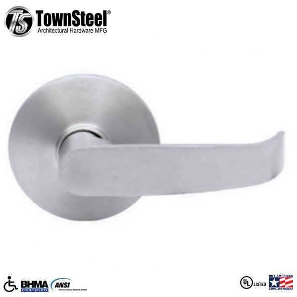 TownSteel - ED8900LQ - Sectional Lever Trim - Passage - LQ Curved Lever - Non-Handed - Compatible with Mortise Exit Device - Satin Chrome - Grade 1 - UHS Hardware TownSteel - ED8900LQ - Sectional Lever Trim - Passage - LQ Curved Lever - Non-Handed - Compatible with Mortise Exit Device - Satin Chrome - Grade 1 - UHS Hardware