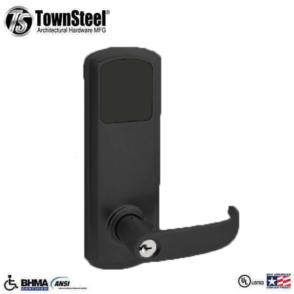 TownSteel - E-Genius 5000 - Interconnected Electronic Touch Keypad Lock - Entry - RFID & Wifi - 4" - On Center - Right Handed - Flat Black - Grade 1 - UHS Hardware TownSteel - E-Genius 5000 - Interconnected Electronic Touch Keypad Lock - Entry - RFID & Wifi - 4" - On Center - Right Handed - Flat Black - Grade 1 - UHS Hardware