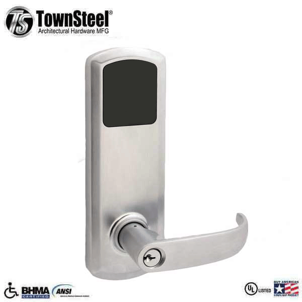 TownSteel - E-Genius 5000 - Interconnected Electronic Touch Keypad Lock - Entry - RFID & Wifi - 4" - On Center - Right Handed - Satin Chrome - Grade 1 - UHS Hardware TownSteel - E-Genius 5000 - Interconnected Electronic Touch Keypad Lock - Entry - RFID & Wifi - 4" - On Center - Right Handed - Satin Chrome - Grade 1 - UHS Hardware