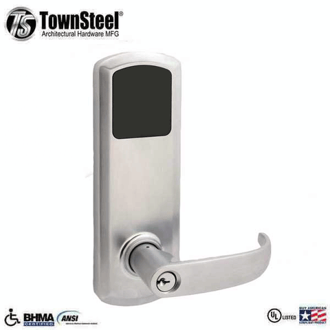 TownSteel - E-Genius 5000 - Interconnected Electronic Touch Keypad Lock - Entry - RFID & Wifi - 4" - On Center - Right Handed - Satin Chrome - Grade 1 - UHS Hardware TownSteel - E-Genius 5000 - Interconnected Electronic Touch Keypad Lock - Entry - RFID & Wifi - 4" - On Center - Right Handed - Satin Chrome - Grade 1 - UHS Hardware