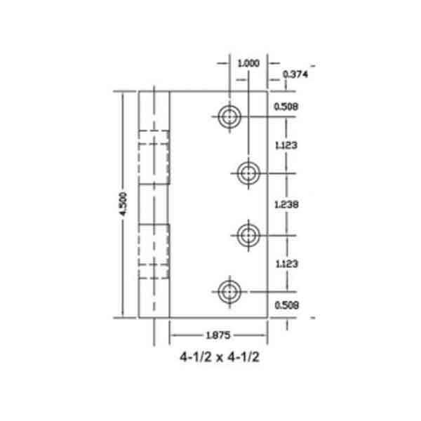 TownSteel - TH 179 - Door Hinge - 4.5" x 4.5" - Standard Weight - 26D - Satin Chrome - UHS Hardware TownSteel - TH 179 - Door Hinge - 4.5" x 4.5" - Standard Weight - 26D - Satin Chrome - UHS Hardware