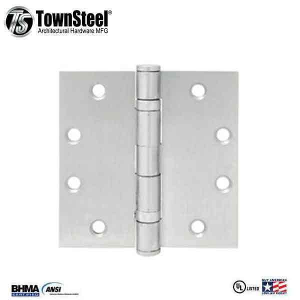 TownSteel - THBB 179 - Door Hinge - 4.5" x 4.5" - Standard Weight - 2 Ball Bearings - 32D - Satin Stainless - No Removable Pin - UHS Hardware TownSteel - THBB 179 - Door Hinge - 4.5" x 4.5" - Standard Weight - 2 Ball Bearings - 32D - Satin Stainless - No Removable Pin - UHS Hardware