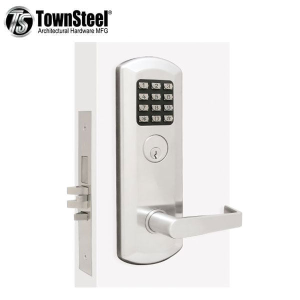 TownSteel - XME-2050 - Electronic Mortise Lockset w/ Keypad - Deadbolt - 2-3/4" Backset - Rigid Lever Set - Sentinel Lever - Fired Rated - Satin Chrome - Grade 1 - UHS Hardware TownSteel - XME-2050 - Electronic Mortise Lockset w/ Keypad - Deadbolt - 2-3/4" Backset - Rigid Lever Set - Sentinel Lever - Fired Rated - Satin Chrome - Grade 1 - UHS Hardware