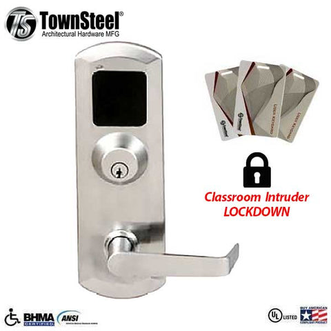 TownSteel - XRF4000 - RFID Reader - Exit Device Trim for ED5500/ED5500F - Trim Only w/ Key Override - Satin Chrome - Classroom - UHS Hardware TownSteel - XRF4000 - RFID Reader - Exit Device Trim for ED5500/ED5500F - Trim Only w/ Key Override - Satin Chrome - Classroom - UHS Hardware