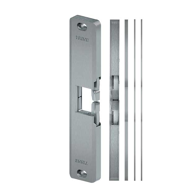 Trine - 4850 - 1/2″ Surface Mounted Electric Strike for Rim Panic Devices - Satin Stainless Steel - Grade 1 - UHS Hardware Trine - 4850 - 1/2″ Surface Mounted Electric Strike for Rim Panic Devices - Satin Stainless Steel - Grade 1 - UHS Hardware
