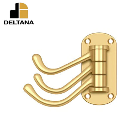 Deltana - Triple Swivel Hook - Heavy Duty - 4" Projection - 3-1/8" x 1-1/2" Base Size - Optional Finish Deltana - Triple Swivel Hook - Heavy Duty - 4" Projection - 3-1/8" x 1-1/2" Base Size - Optional Finish