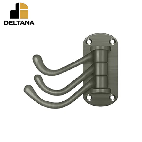 Deltana - Triple Swivel Hook - Heavy Duty - 4" Projection - 3-1/8" x 1-1/2" Base Size - Optional Finish Deltana - Triple Swivel Hook - Heavy Duty - 4" Projection - 3-1/8" x 1-1/2" Base Size - Optional Finish