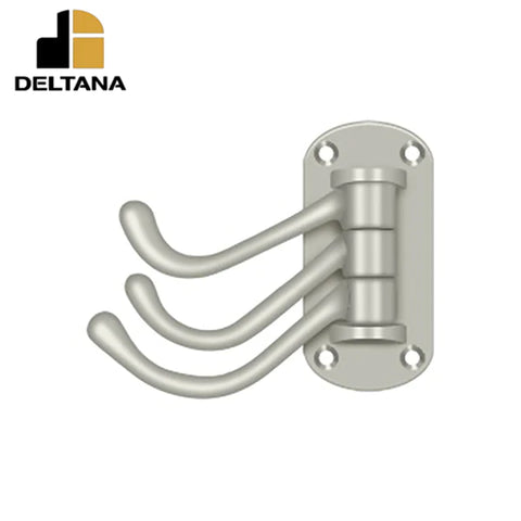 Deltana - Triple Swivel Hook - Heavy Duty - 4" Projection - 3-1/8" x 1-1/2" Base Size - Optional Finish Deltana - Triple Swivel Hook - Heavy Duty - 4" Projection - 3-1/8" x 1-1/2" Base Size - Optional Finish