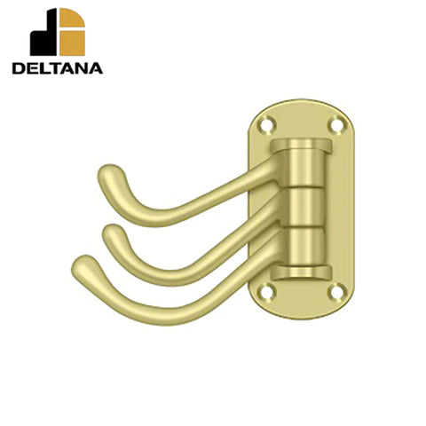 Deltana - Triple Swivel Hook - Heavy Duty - 4" Projection - 3-1/8" x 1-1/2" Base Size - Optional Finish Deltana - Triple Swivel Hook - Heavy Duty - 4" Projection - 3-1/8" x 1-1/2" Base Size - Optional Finish