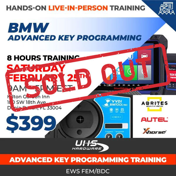 Hands-On Live In-Person Training - BMW & VW Advanced Key Programming - 2 Day Course - Optional Single Day (Feb 24th and 25th, 9AM to 5PM EST - Hollywood, Florida)