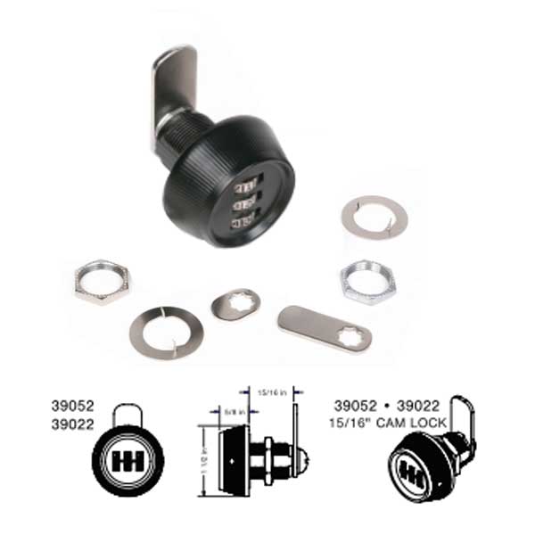 CCL - 390 Series- 3 Dial Sesamee Combination Cam Lock - 15/16" - Black - UHS Hardware