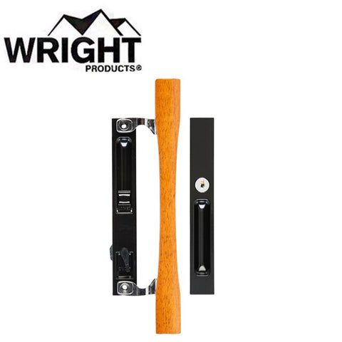 Wright - VK1132BL - Keyed Flush Mount w/ Wood Handle - Patio Door - Black - UHS Hardware Wright - VK1132BL - Keyed Flush Mount w/ Wood Handle - Patio Door - Black - UHS Hardware