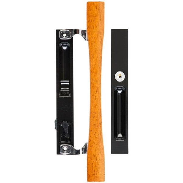 Wright - VK1132BL - Keyed Flush Mount w/ Wood Handle - Patio Door - Black - UHS Hardware Wright - VK1132BL - Keyed Flush Mount w/ Wood Handle - Patio Door - Black - UHS Hardware