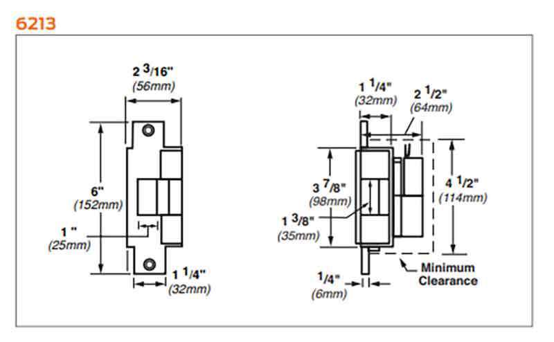 Von Duprin - 6213 Electric Strike for Mortise or Cylindrical Devices - Fail Secure - Satin Stainless - 24VDC - UHS Hardware Von Duprin - 6213 Electric Strike for Mortise or Cylindrical Devices - Fail Secure - Satin Stainless - 24VDC - UHS Hardware