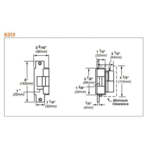 Von Duprin - 6213 Electric Strike for Mortise or Cylindrical Devices - Fail Secure - Satin Stainless - 24VDC - UHS Hardware Von Duprin - 6213 Electric Strike for Mortise or Cylindrical Devices - Fail Secure - Satin Stainless - 24VDC - UHS Hardware