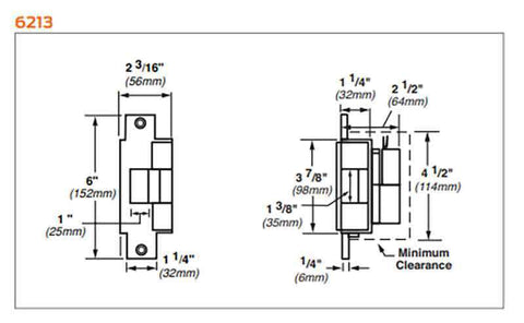 Von Duprin - 6213 Electric Strike for Mortise or Cylindrical Devices - Fail Secure - Satin Stainless - 24VDC - UHS Hardware Von Duprin - 6213 Electric Strike for Mortise or Cylindrical Devices - Fail Secure - Satin Stainless - 24VDC - UHS Hardware