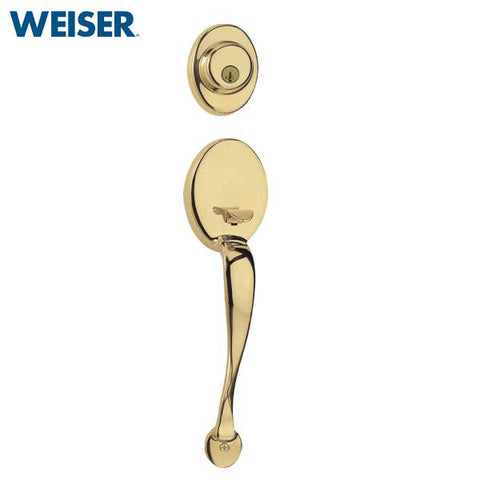 Weiser - Augusta x Troy Handleset - Singl Cyl - US3 - Polished Brass - Grade 2 - UHS Hardware Weiser - Augusta x Troy Handleset - Singl Cyl - US3 - Polished Brass - Grade 2 - UHS Hardware
