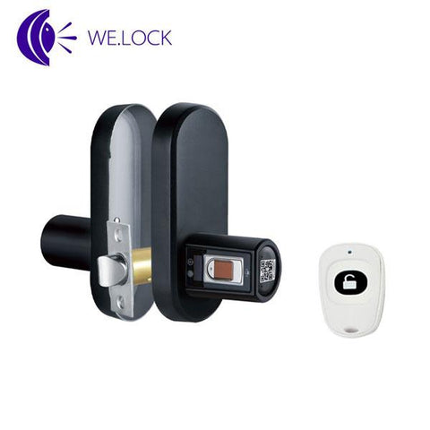 Ai.one Smart Lock – Biometric Fingerprint Lock – w/ Remote – Latch + Bolt – Black (WE.LOCK) - UHS Hardware Ai.one Smart Lock – Biometric Fingerprint Lock – w/ Remote – Latch + Bolt – Black (WE.LOCK) - UHS Hardware