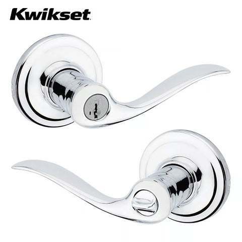 Kwikset - 740TNL - Tustin Lever - Round Rose - Entry - 26 - Polished Chrome - SmartKey Technology - Grade 2 - UHS Hardware Kwikset - 740TNL - Tustin Lever - Round Rose - Entry - 26 - Polished Chrome - SmartKey Technology - Grade 2 - UHS Hardware
