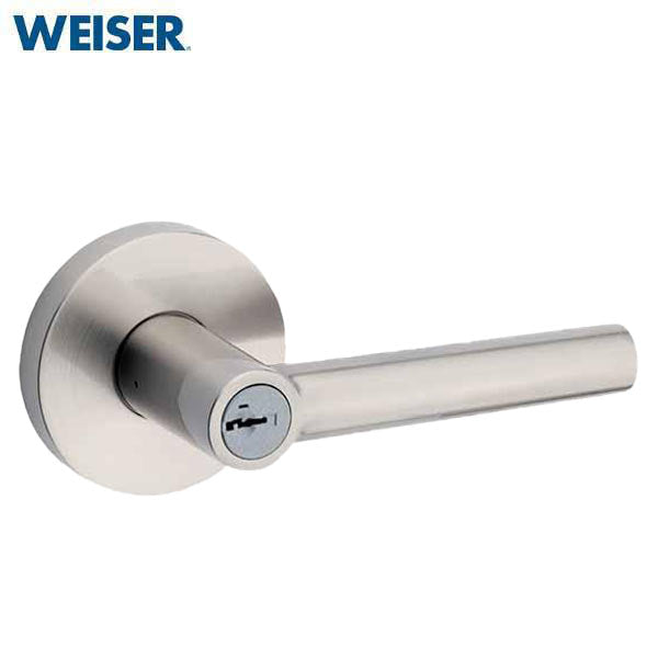 Weiser - SENL535 - Milan Lever - Round Rose - 15 - Satin Nickel - Entrance - SmartKey Technology - Grade 2 - UHS Hardware Weiser - SENL535 - Milan Lever - Round Rose - 15 - Satin Nickel - Entrance - SmartKey Technology - Grade 2 - UHS Hardware