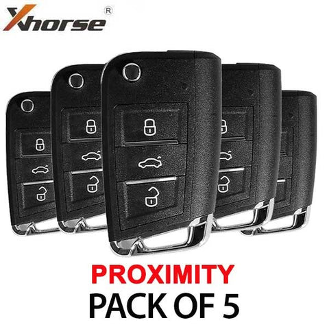 MQB Style 3-Button Universal Flip Key w/ Proximity Function for VVDI Key Tool (Xhorse) (BUNDLE of 5) - UHS Hardware MQB Style 3-Button Universal Flip Key w/ Proximity Function for VVDI Key Tool (Xhorse) (BUNDLE of 5) - UHS Hardware