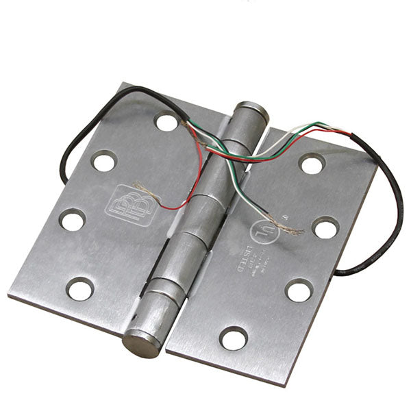 PBB - BB81-4545-E4-626 - Transfer Hinge - Full Mortise - Electric - Ball Bearing - 4-1/2" x 4-1/2" - 4 Wire - Satin Chrome - UHS Hardware PBB - BB81-4545-E4-626 - Transfer Hinge - Full Mortise - Electric - Ball Bearing - 4-1/2" x 4-1/2" - 4 Wire - Satin Chrome - UHS Hardware