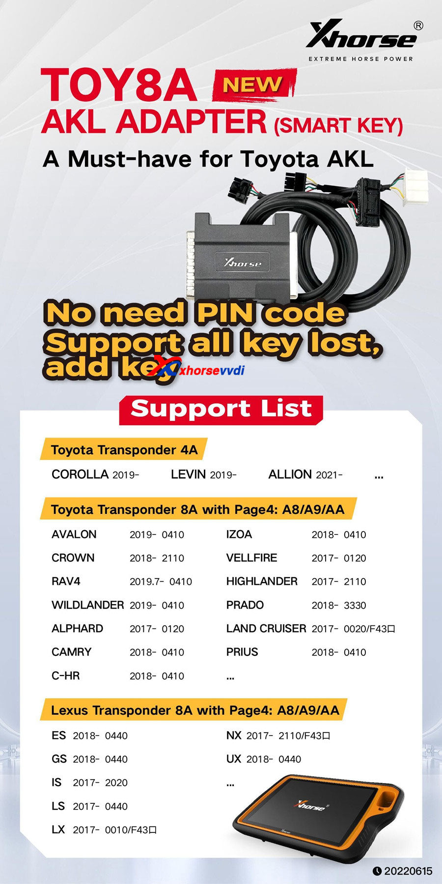 Xhorse - XD8ASKGL - 2017 - 2022 - All Keys Lost - for VVDI Key Tool Plus (PREORDER) - UHS Hardware Xhorse - XD8ASKGL - 2017 - 2022 - All Keys Lost - for VVDI Key Tool Plus (PREORDER) - UHS Hardware