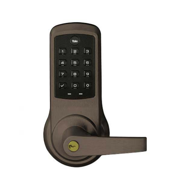 Yale - NTB612 - Electronic Cylindrical Lever Set - w/ Push Button Keypad - Keypad Only No Radio - Schlage C Keyway - Dark Oxidized Bronze Equivalent - w/ Key Override - Grade 1 - UHS Hardware Yale - NTB612 - Electronic Cylindrical Lever Set - w/ Push Button Keypad - Keypad Only No Radio - Schlage C Keyway - Dark Oxidized Bronze Equivalent - w/ Key Override - Grade 1 - UHS Hardware