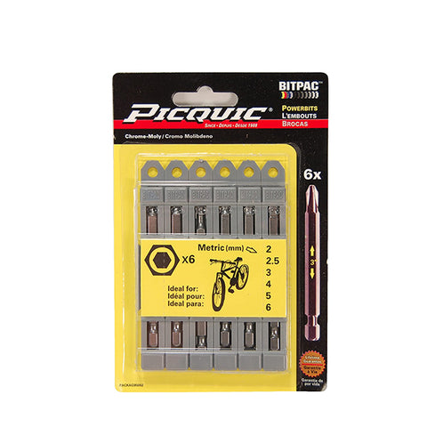 PICQUIC - Bitpac 95002 - Metric Allen Key Set - 2, 2.5, 3, 4, 5, 6 mm - UHS Hardware PICQUIC - Bitpac 95002 - Metric Allen Key Set - 2, 2.5, 3, 4, 5, 6 mm - UHS Hardware