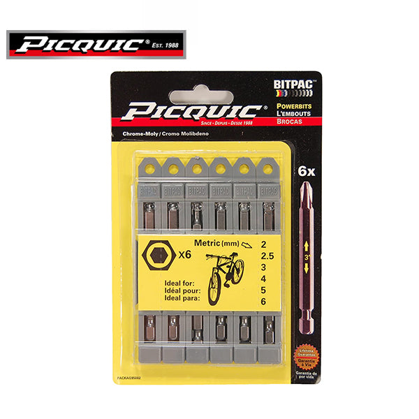 PICQUIC - Bitpac 95002 - Metric Allen Key Set - 2, 2.5, 3, 4, 5, 6 mm - UHS Hardware PICQUIC - Bitpac 95002 - Metric Allen Key Set - 2, 2.5, 3, 4, 5, 6 mm - UHS Hardware