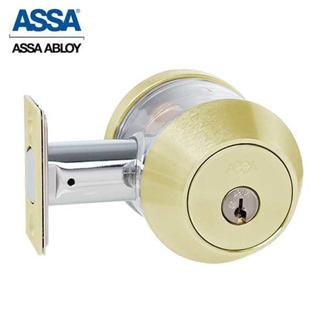 ASSA - 7000 Series - MAX+ Double Cylinder Deadbolt with Security Guard - 605 - Bright Brass - Grade 1 - UHS Hardware ASSA - 7000 Series - MAX+ Double Cylinder Deadbolt with Security Guard - 605 - Bright Brass - Grade 1 - UHS Hardware