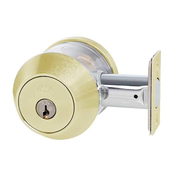 ASSA - 7000 Series - MAX+ Double Cylinder Deadbolt with Security Guard - 605 - Bright Brass - Grade 1 - UHS Hardware ASSA - 7000 Series - MAX+ Double Cylinder Deadbolt with Security Guard - 605 - Bright Brass - Grade 1 - UHS Hardware
