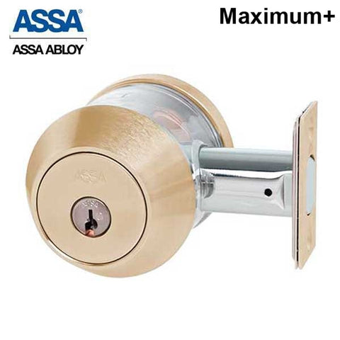 ASSA - 7000 Series - MAX+ Single Cylinder Deadbolt with Security Guard - 612 - Satin Bronze - Grade 1 - UHS Hardware ASSA - 7000 Series - MAX+ Single Cylinder Deadbolt with Security Guard - 612 - Satin Bronze - Grade 1 - UHS Hardware