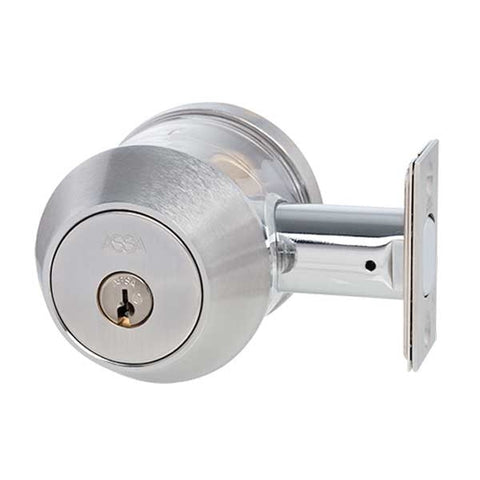 ASSA - 7000 Series - MAX+ Single Cylinder Deadbolt with Security Guard- 626 - Satin Chrome - Grade 1 - UHS Hardware ASSA - 7000 Series - MAX+ Single Cylinder Deadbolt with Security Guard- 626 - Satin Chrome - Grade 1 - UHS Hardware