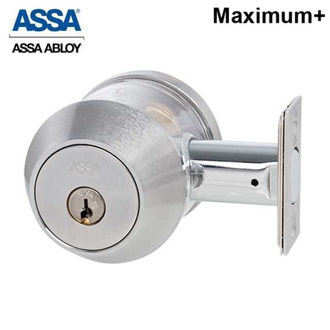 ASSA - 7000 Series - MAX+ Single Cylinder Deadbolt with Security Guard- 626 - Satin Chrome - Grade 1 - UHS Hardware ASSA - 7000 Series - MAX+ Single Cylinder Deadbolt with Security Guard- 626 - Satin Chrome - Grade 1 - UHS Hardware