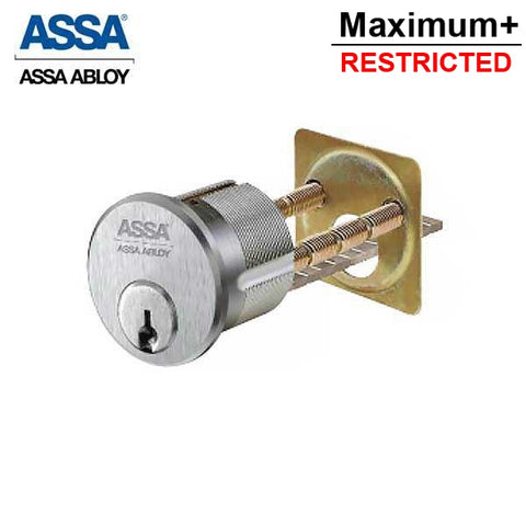 ASSA - MAX+ / Maximum + Security Restricted Rim Cylinder - 1-1/8" - 626 - Satin Chrome - UHS Hardware ASSA - MAX+ / Maximum + Security Restricted Rim Cylinder - 1-1/8" - 626 - Satin Chrome - UHS Hardware