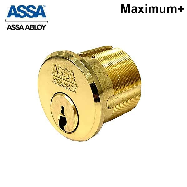 ASSA - MAX+ / Maximum + Security Mortise Cylinder - Adams Rite Cam - 1-1/2" - 605 - Bright Brass - UHS Hardware ASSA - MAX+ / Maximum + Security Mortise Cylinder - Adams Rite Cam - 1-1/2" - 605 - Bright Brass - UHS Hardware