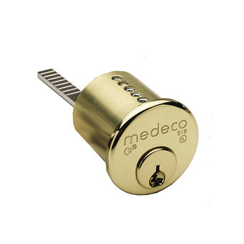 Medeco - 100400HT - M3 - High Security - 1-1/8" Rim Cylinder - 05 - Bright Brass - DL Keyway - Grade 1 - UHS Hardware Medeco - 100400HT - M3 - High Security - 1-1/8" Rim Cylinder - 05 - Bright Brass - DL Keyway - Grade 1 - UHS Hardware