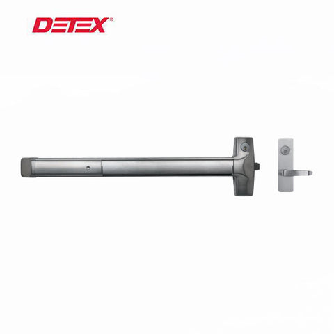 Detex - F1014D - Rim Exit Device - 48" Door Width - Less Cylinder - 630 Satin Stainless Steel - Fire Rated - SFIC - LHR - Alarmed - UHS Hardware Detex - F1014D - Rim Exit Device - 48" Door Width - Less Cylinder - 630 Satin Stainless Steel - Fire Rated - SFIC - LHR - Alarmed - UHS Hardware
