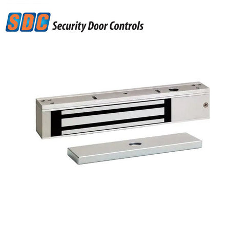 SDC - E600 - Single Magnetic Lock - Surface Mount - 600lbs. - 12/24VDC - Satin Aluminum - Grade 1 - UHS Hardware SDC - E600 - Single Magnetic Lock - Surface Mount - 600lbs. - 12/24VDC - Satin Aluminum - Grade 1 - UHS Hardware