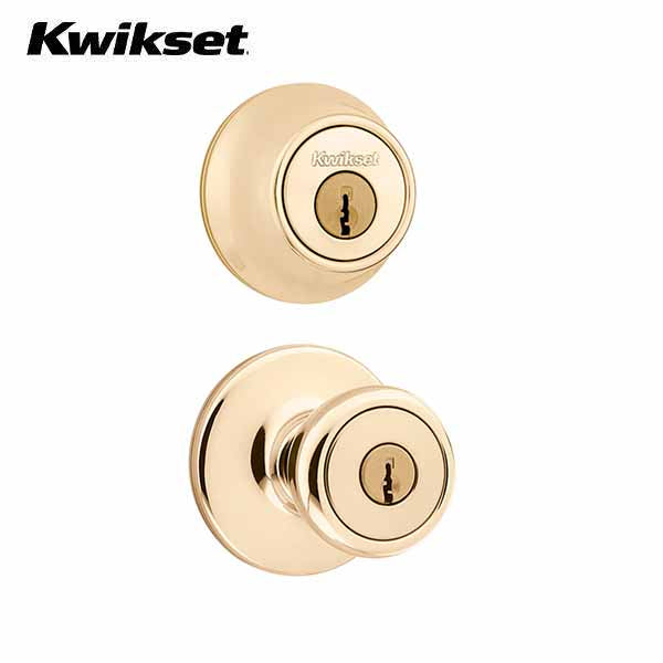 Kwikset - 690T - Tylo Combo Set - Single Deadbolt & Knob - Round Rose - 26D - Satin Chrome - Grade 3 - UHS Hardware Kwikset - 690T - Tylo Combo Set - Single Deadbolt & Knob - Round Rose - 26D - Satin Chrome - Grade 3 - UHS Hardware