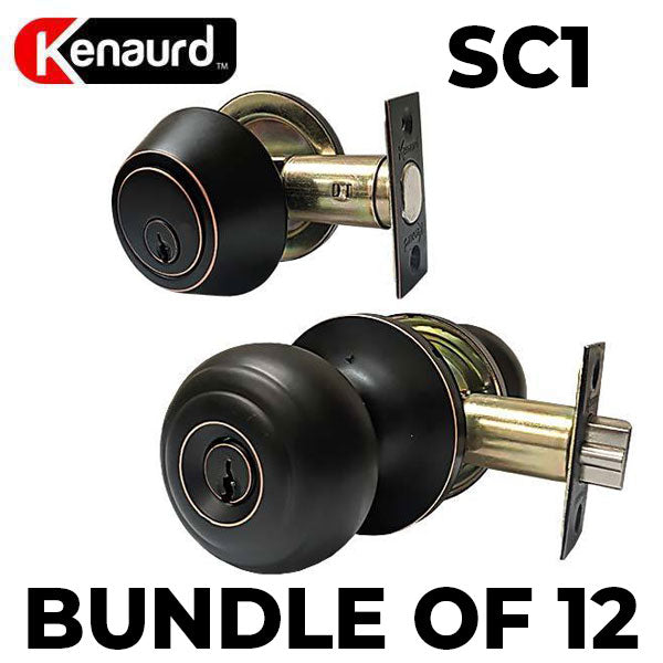 x12 Premium Combo Lockset - Knob & Deadbolt - Oil Rubbed Bronze - ORB - SC1 (BUNDLE OF 12) - UHS Hardware x12 Premium Combo Lockset - Knob & Deadbolt - Oil Rubbed Bronze - ORB - SC1 (BUNDLE OF 12) - UHS Hardware