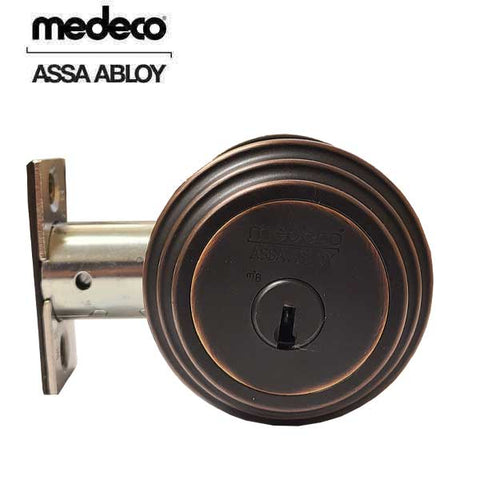 Medeco Residential 5 Pin BiLevel Single Deadbolt -10 - Satin Brass Blackened - UHS Hardware Medeco Residential 5 Pin BiLevel Single Deadbolt -10 - Satin Brass Blackened - UHS Hardware