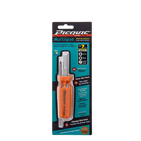 PICQUIC - Multique - Multi Bit Screwdriver - W/ P0,1,2, / T6,8 / S 5/32", 3/16" (3/16" hex bits) - UHS Hardware PICQUIC - Multique - Multi Bit Screwdriver - W/ P0,1,2, / T6,8 / S 5/32", 3/16" (3/16" hex bits) - UHS Hardware