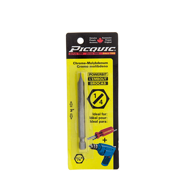 PICQUIC - 8114 - 3" Powerbit Carded - Optional Size Slotted Bit - UHS Hardware
