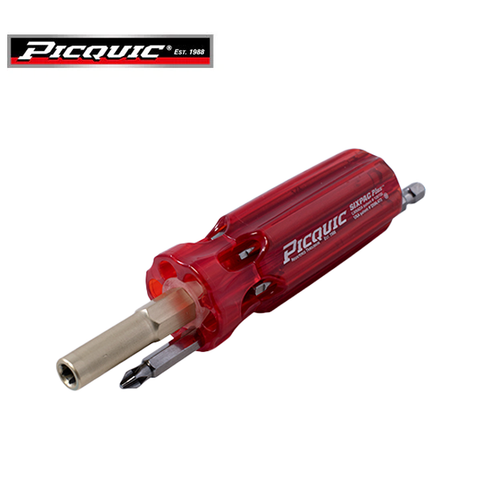 PICQUIC - Sixpac Plus - Multi Bit Screwdriver - P 1,2,3 / R2 / S 3/16",1/4" / T15 (1/4" hex bits) - UHS Hardware PICQUIC - Sixpac Plus - Multi Bit Screwdriver - P 1,2,3 / R2 / S 3/16",1/4" / T15 (1/4" hex bits) - UHS Hardware