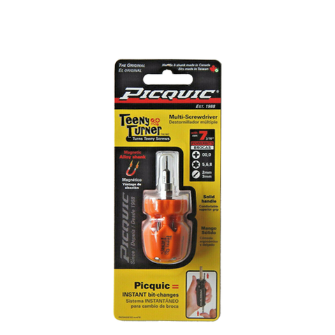 PICQUIC - Teeny Turner - Multi Bit Screwdriver - P 00,0 / T5,6,8 / S 2mm, 3mm (3/16" hex bits) - UHS Hardware PICQUIC - Teeny Turner - Multi Bit Screwdriver - P 00,0 / T5,6,8 / S 2mm, 3mm (3/16" hex bits) - UHS Hardware